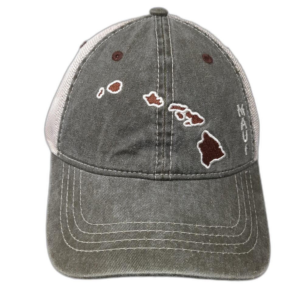 Hawaiian Island Maui Strapback Baseball Cap Multi One Size Embroidered Mesh Back